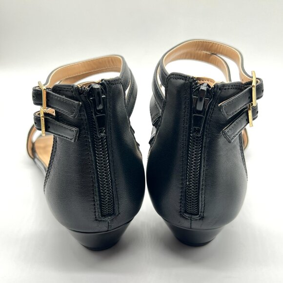 Rockport Womens Size 8.5 8.5M Zandra Black Leather Wedge Sandals Shoes - Picture 7 of 14